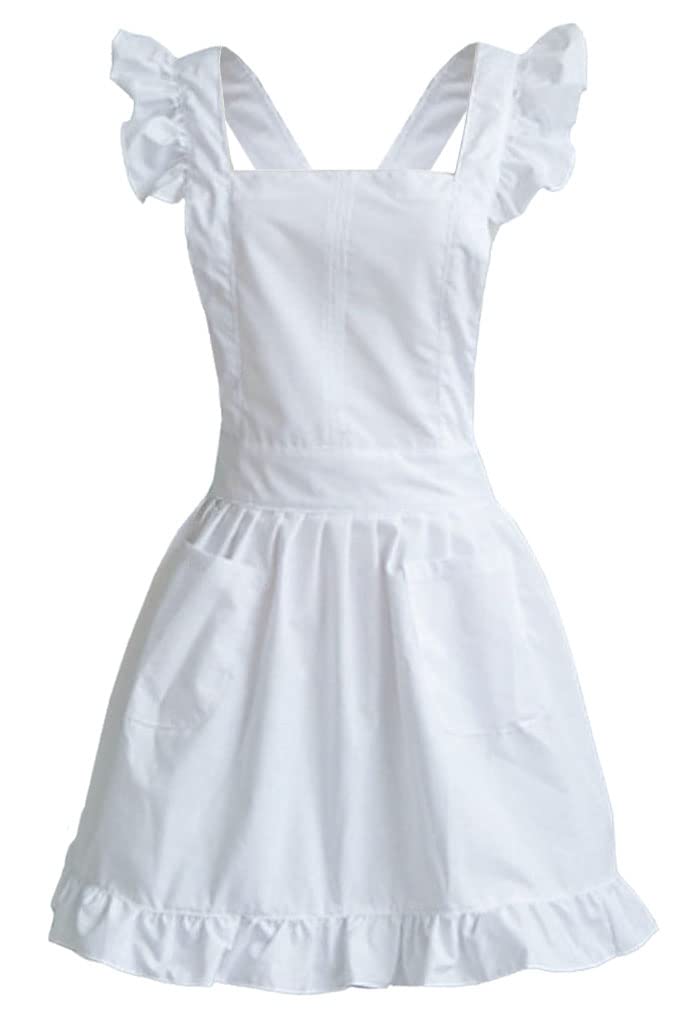 LilMents Petite Maid Ruffle Retro Apron Kitchen Cooking Cleaning Fancy Dress Cosplay Costume (White) - Image 1
